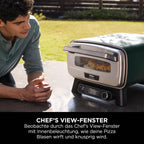 Ninja Artisan Outdoor-Pizzaofen und Heißluftfritteuse, 4 Funktionen, Servierbrett, Pizza-Wiegemesser, 30-cm-Pizzastein, Pizzaschale, Backblech und Heißluft-Fritteusen-Korb, Grün MO201AMZEU