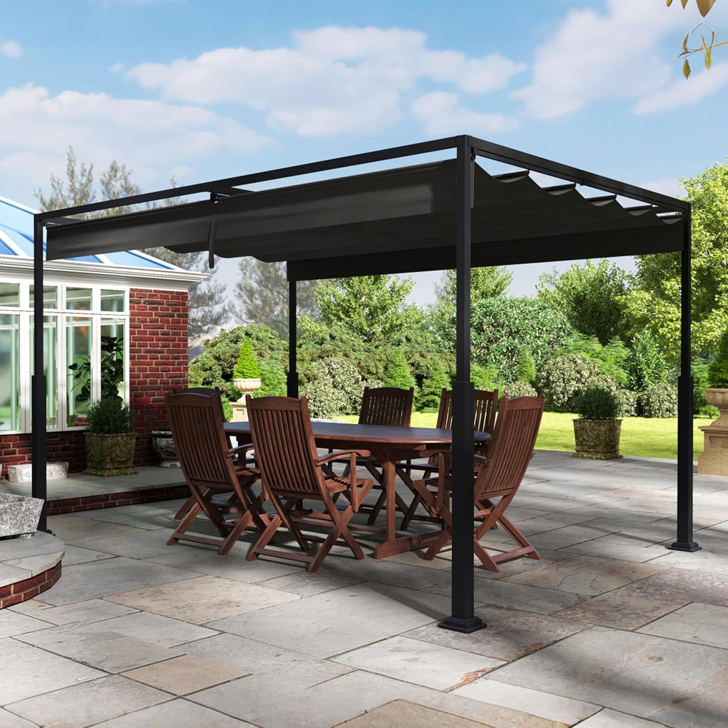 UISEBRT Metal Pergola 3x4 M Black