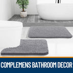 OLANLY Bathroom Rugs 30x20, Extra Soft Absorbent Chenille Bath Rugs, Rubber Backing Quick Dry, Machine Washable Bath Mats for Bathroom Floor, Tub and Shower, Home Decor Accessories, Grey
