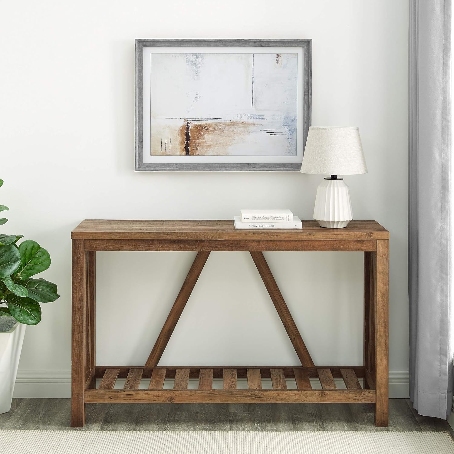 Walker Edison Abigail Farmhouse TV Stand for TVs up to 64in Rustic Oak
