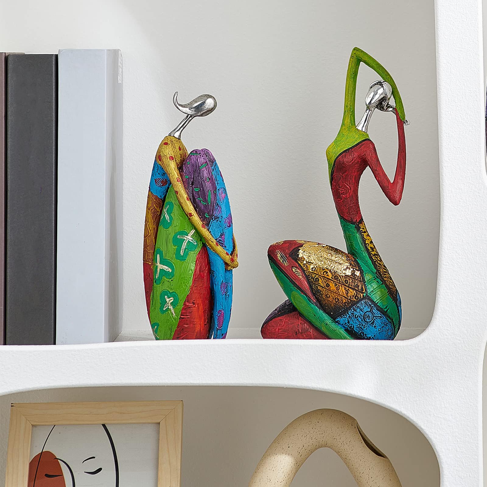 Octdays Art Yoga Female Sculpture Figurines, Abstract Woman Statue for Home Decor, Colorful Decorations for Living Room Shelf Office Cabinet Accents - B