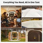 EAST OAK 12×12 FT Pop Up Canopy Tent with Mesh | Outdoor Screen House with 6 Sunshades | Instant Canopy with Portable Carry Bag | Gazebo Tent for Camping, Patio, and Beach | Beige