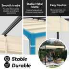 UISEBRT 3x3 m Pergola Pavillon mit stabilem Stahlgestell und hochwertigem Schiebedach aus PA-beschichtetem Polyester, freistehende Terrassenüberdachung, ideal für Outdoor (Beige)