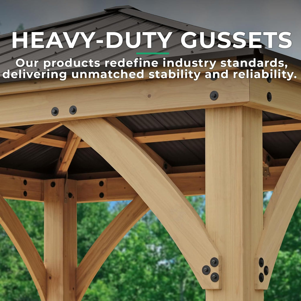 Yardistry 10x10 Meridian Cedar Gazebo Pavilion with Aluminum Roof