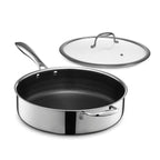 HexClad Hybrid Nonstick 5.5 Litre Deep Sauté Pan and Lid, Dishwasher and Oven-Safe, Compatible with All Cooktops