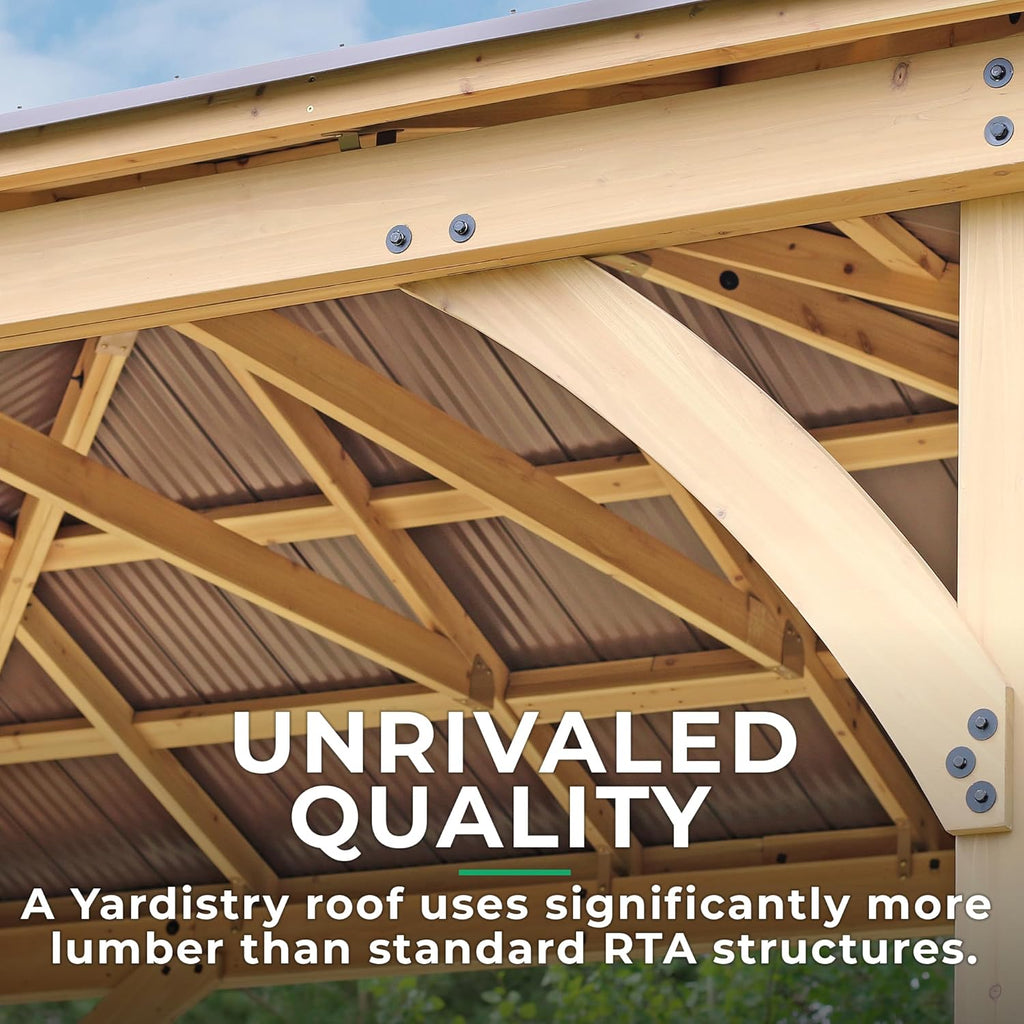 Yardistry Meridian 12 x 16 Cedar Wood Gazebo Pavilion Aluminum Roof