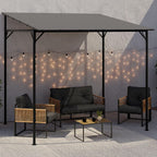 IDMarket Attached Pergola 4 Legs 2.3 x 2.4 m Steel Waterproof Grey