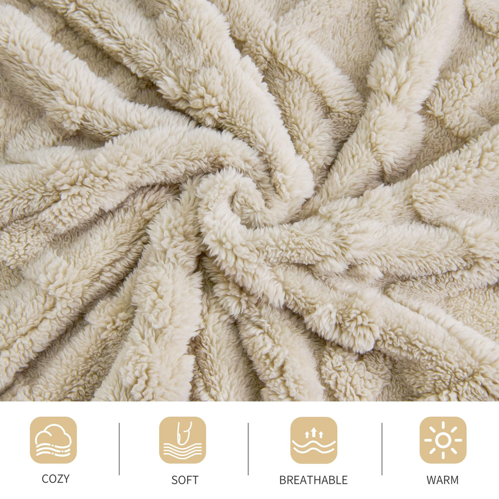 Aganear Fleece Throw Blanket - Cozy Soft Lightweight Fuzzy Throw Blanket for Women Portable Throw Blankets for Couch, Warm Present for Birthday, Christmas, Halloween, Housewarming(50"x60", Khaki)