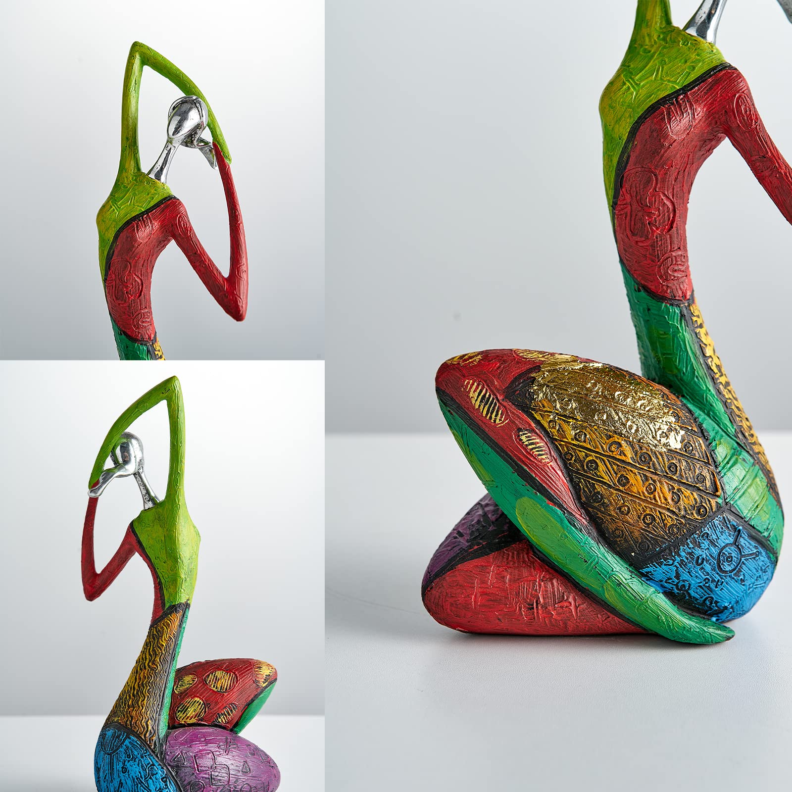 Octdays Art Yoga Female Sculpture Figurines, Abstract Woman Statue for Home Decor, Colorful Decorations for Living Room Shelf Office Cabinet Accents - B