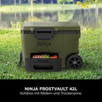 Ninja FrostVault Kühlbox mit Rollen und Isolierung, Thirti Flasche & Kühlakku, integrierter Dry Zone Schublade für Lagerung bei Kühlschranktemperatur, olivegrün, FB245AMZEUUKGN