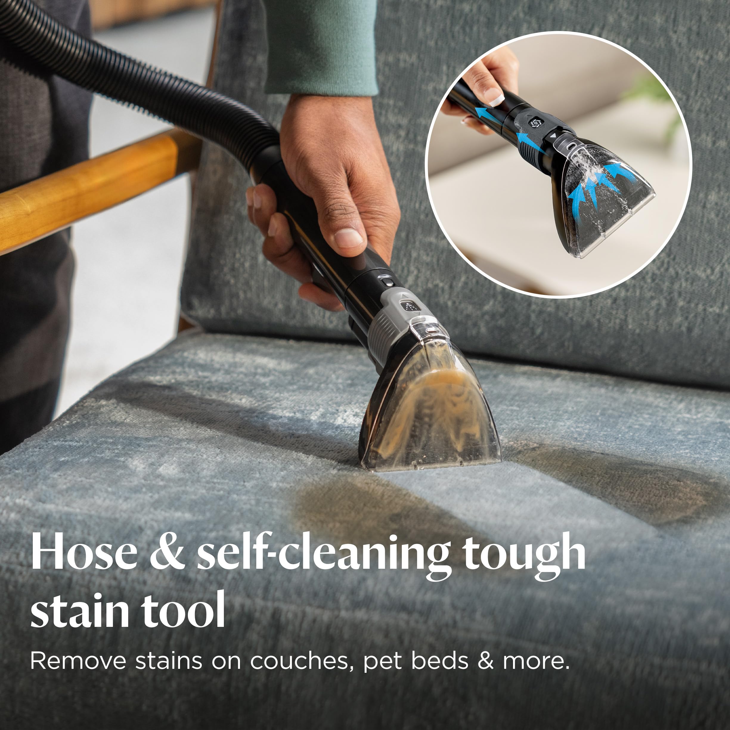 BISSELL Revolution HydroSteam Carpet Cleaner, Upright Deep Cleaner, HydroSteam Technology, 4-inch Self-Cleaning Tough Stain Tool & Formulas Included, 4123