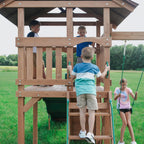Backyard Discovery Lightning Ridge Cedar Wood Swing Set 10ft Wave Slide