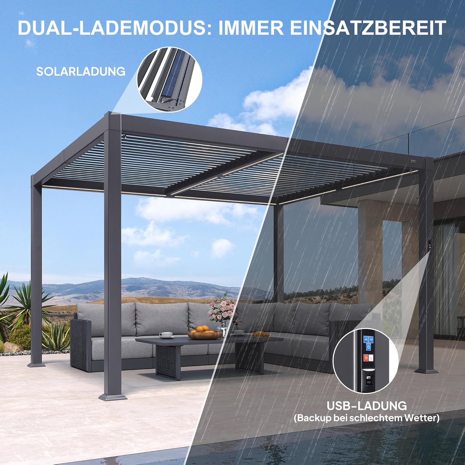 PURPLE LEAF Adjustable Louvered Roof Pergola