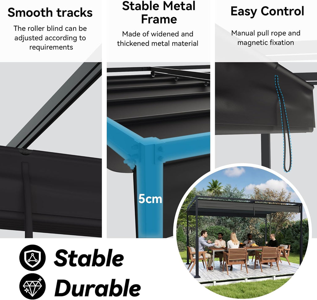 UISEBRT Metal Pergola 3x4 M Black