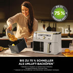Ninja Dual Zone Digital Air Fryer, 2 Schubladen, 6-in-1, Heißluftfritteuse, 9,5L, Heißluft-Frittieren, Max Crisp, Rösten, Backen, Aufwärmen, Spülmaschinenfeste Körbe, Stone/Gold DZ400EUSTGD