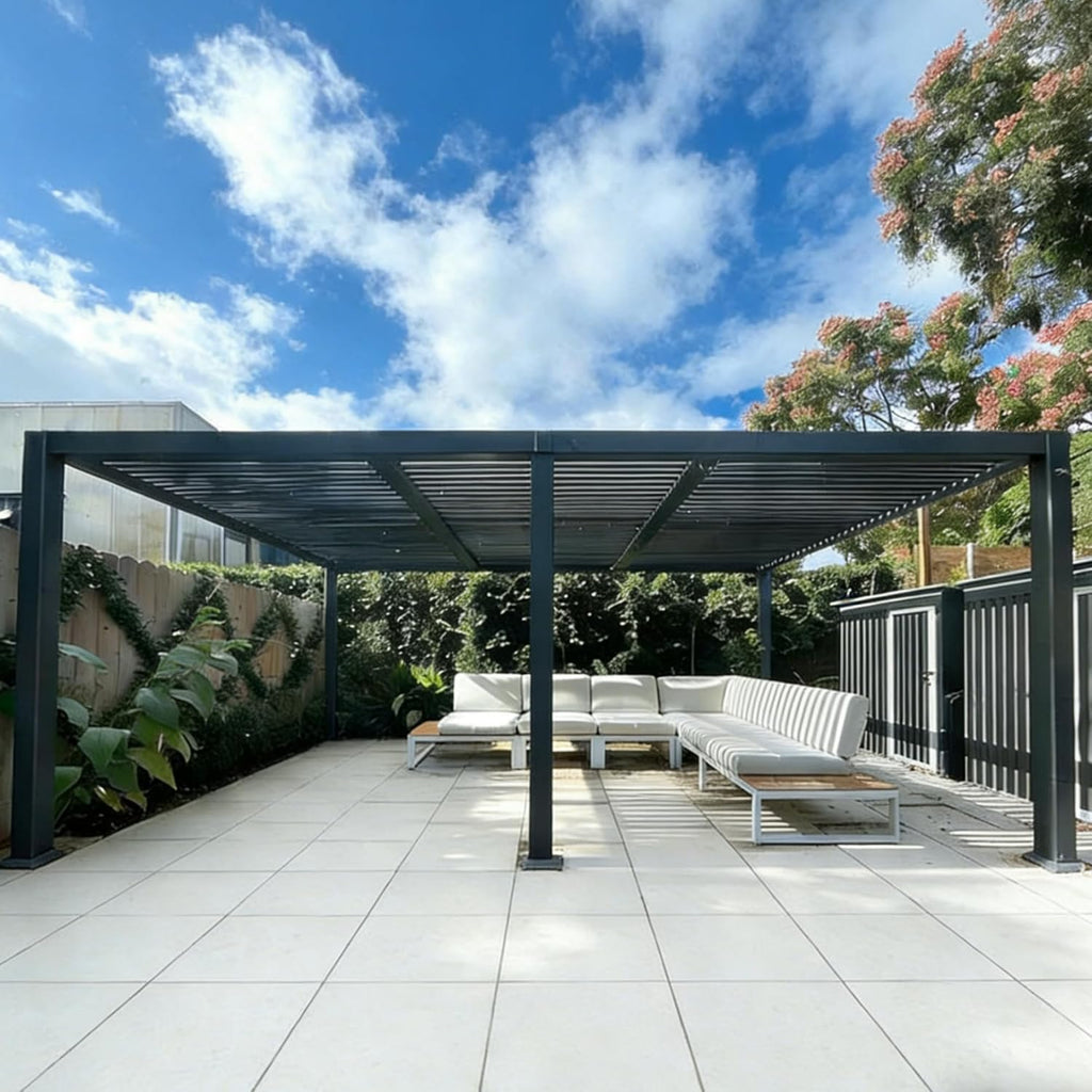 PURPLE LEAF 3.5x6.25m Freestanding Aluminum Pergola Adjustable Slat Roof Grey