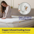 Brightr® Aurora Dual-Layer 5cm thick Memory Foam Mattress Topper 90x200 Size Bed, Orthopedic Bed Topper for Back Pain with Breathable Washable Copper Cover, Choose between Soft/Medium feel 90x200cm
