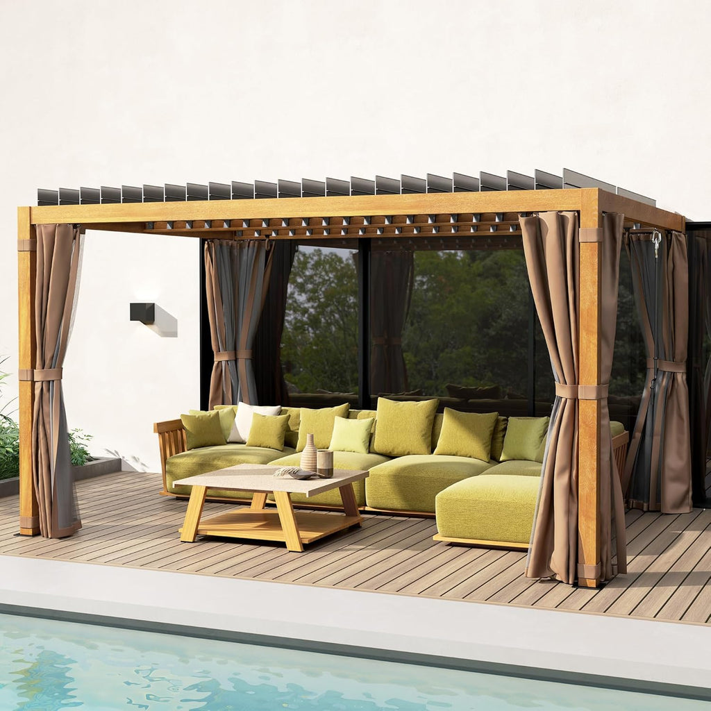 Outsunny Louvered Pergola Hardtop Gazebo with Adjustable Aluminum Roof