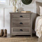 Walker Edison Hazel Modern Farmhouse 3 Drawer Framed Nightstand 25in Grey Wash