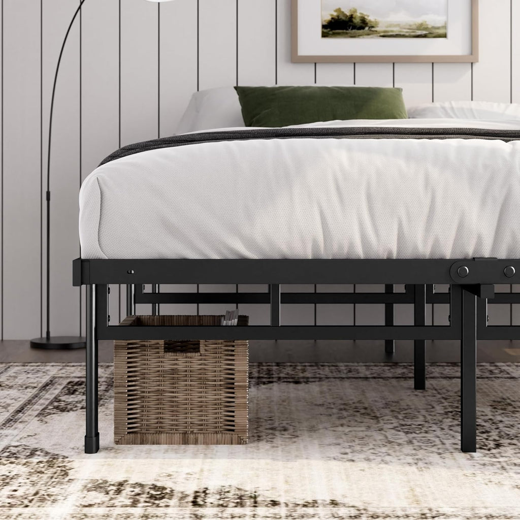 Zinus Justin Bed Frame with Under Bed Storage Metal Platform Black