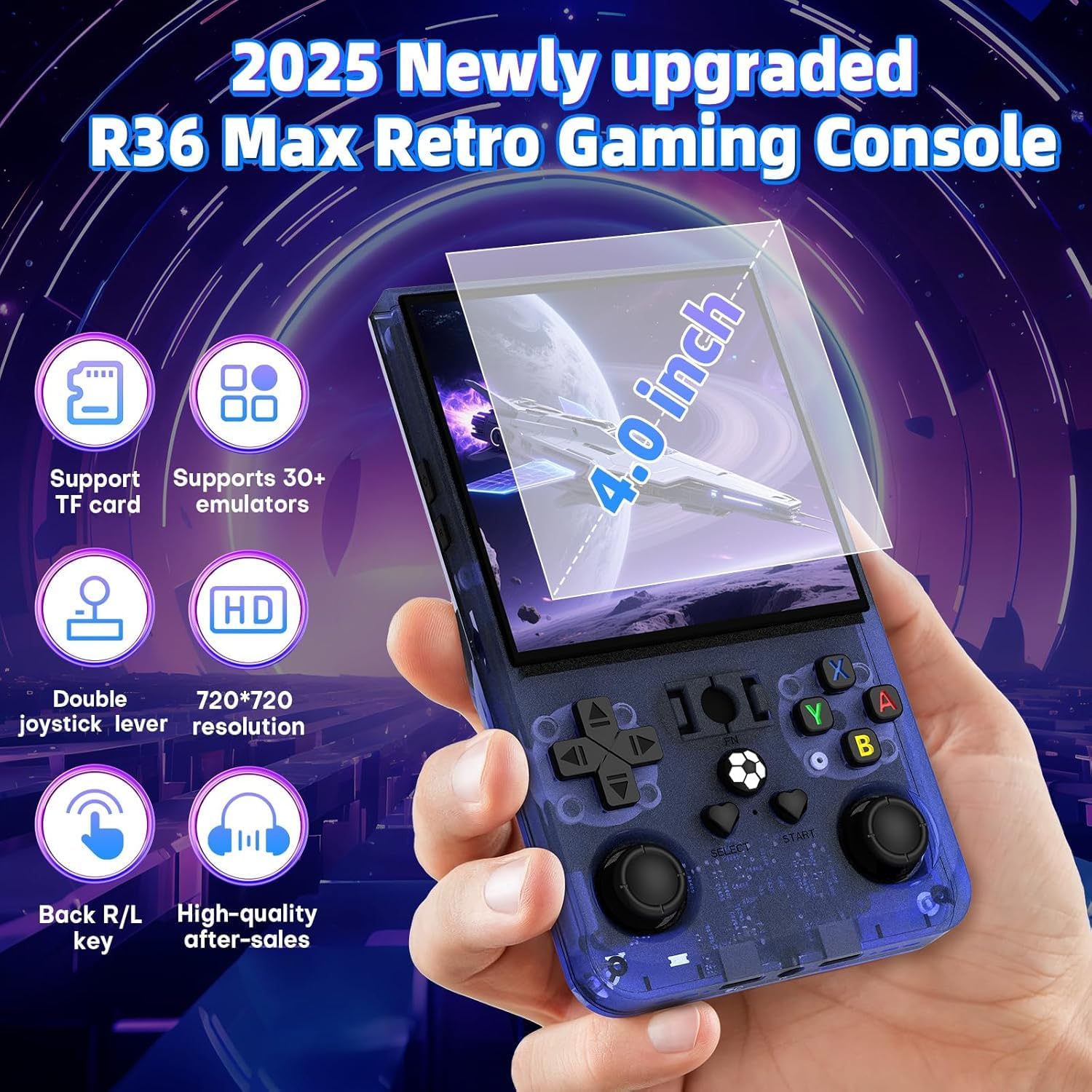 AQHH R36 Max Retro Gaming Console 4.0" IPS Screen 64GB