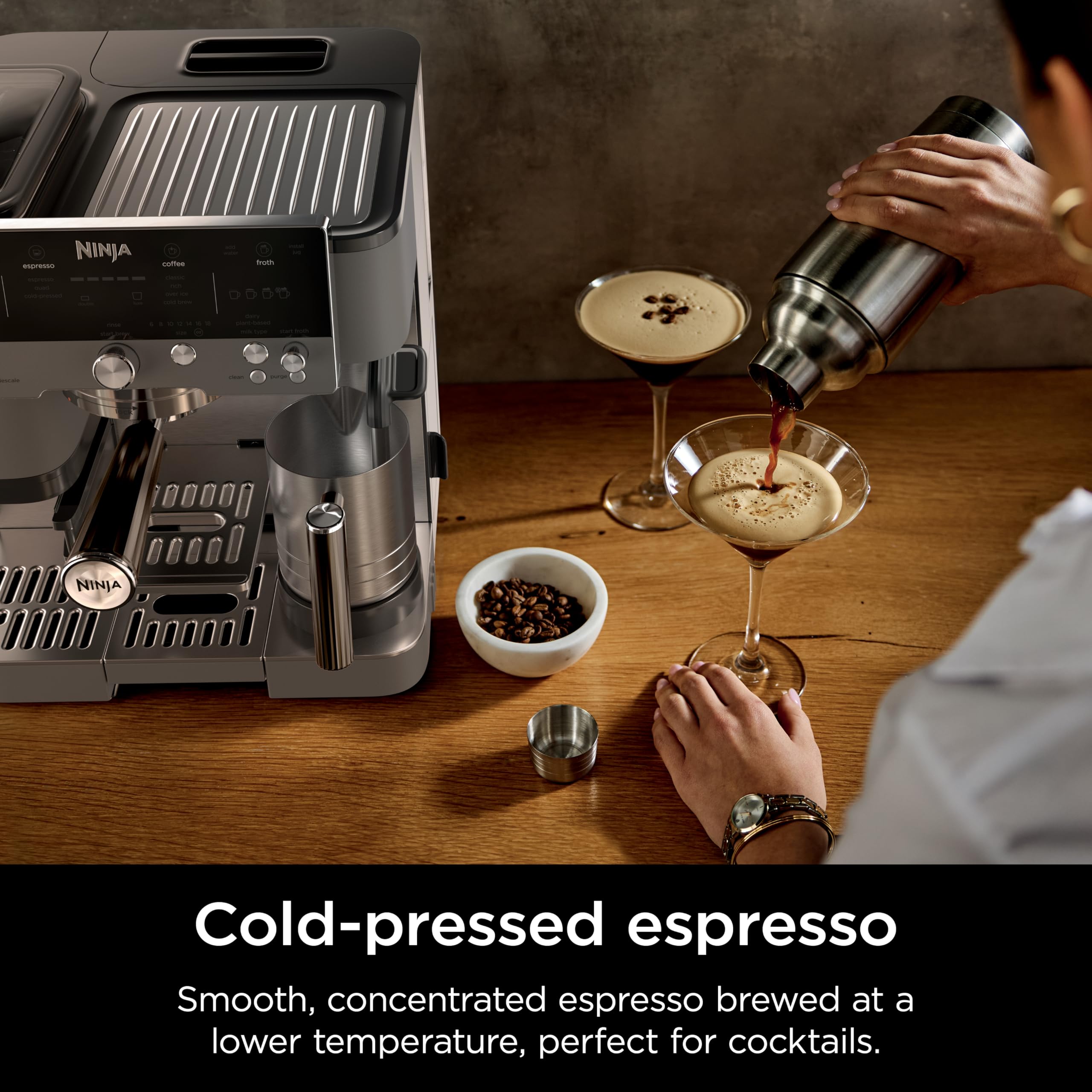 Ninja Luxe Cafe Premier Series, Espresso Machine, Drip Coffee, Rapid Cold Brew, Integrated Grinder, Hands-Free Frother, with Knock Box, Water Filter, Cleaning Tablets, Descaler, ES601GM