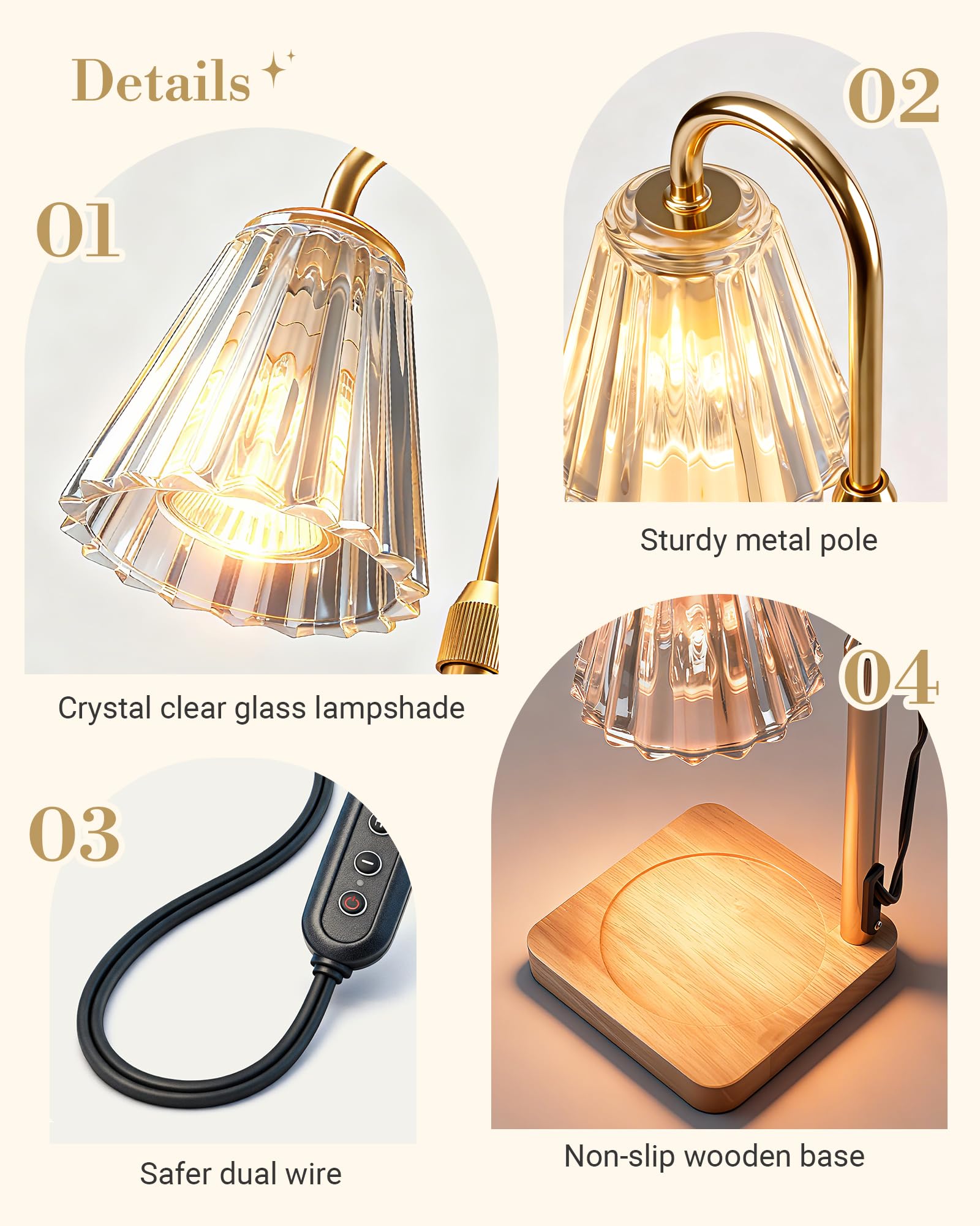 Marycele Candle Warmer Lamp with Timer Dimmer Adjustable Height, Valentines Day Gifts for her Birthday Gifts for Women Mom Sister, Wax Candle Lamp Warmer Vintage Home Decor with Yankee Candles