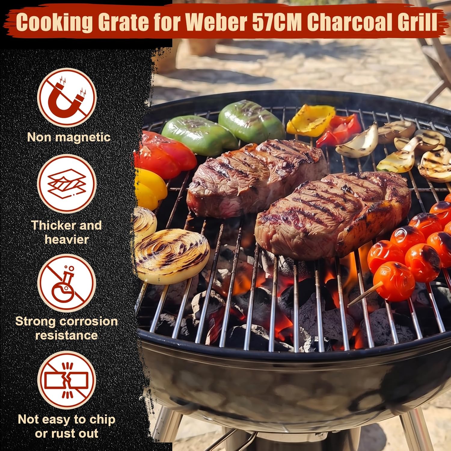 Denmay 7436 21.5in Round Cooking Grate for Weber 57cm Charcoal Grill