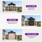 PURPLE LEAF Outdoor Hardtop Gazebo Double Roof Galvanized Steel with Curtains