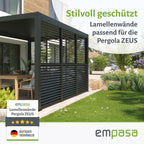 empasa Bewegliche Lamellenseitenwand für Pergola Zeus aus Aluminium Sichtschutz Paneel Windschutz Sonnenschutz, Terrasse, anthrazit, in Zwei Größen