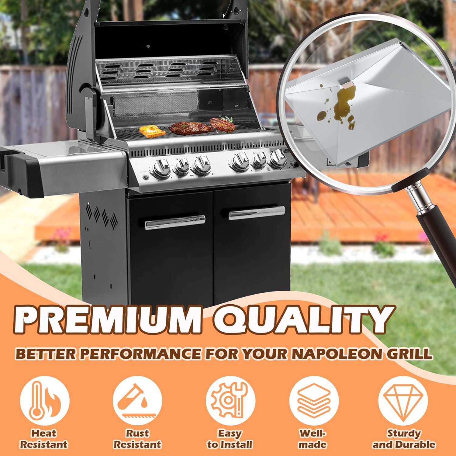 Moasker Grill Grease Tray Replacement for Napoleon Legend 485 23in x 17.5in