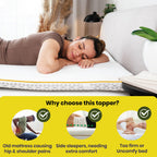 Brightr® Aurora Dual-Layer 5cm thick Memory Foam Mattress Topper 90x200 Size Bed, Orthopedic Bed Topper for Back Pain with Breathable Washable Copper Cover, Choose between Soft/Medium feel 90x200cm