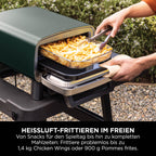 Ninja Artisan Outdoor-Pizzaofen und Heißluftfritteuse, 4 Funktionen, Servierbrett, Pizza-Wiegemesser, 30-cm-Pizzastein, Pizzaschale, Backblech und Heißluft-Fritteusen-Korb, Grün MO201AMZEU