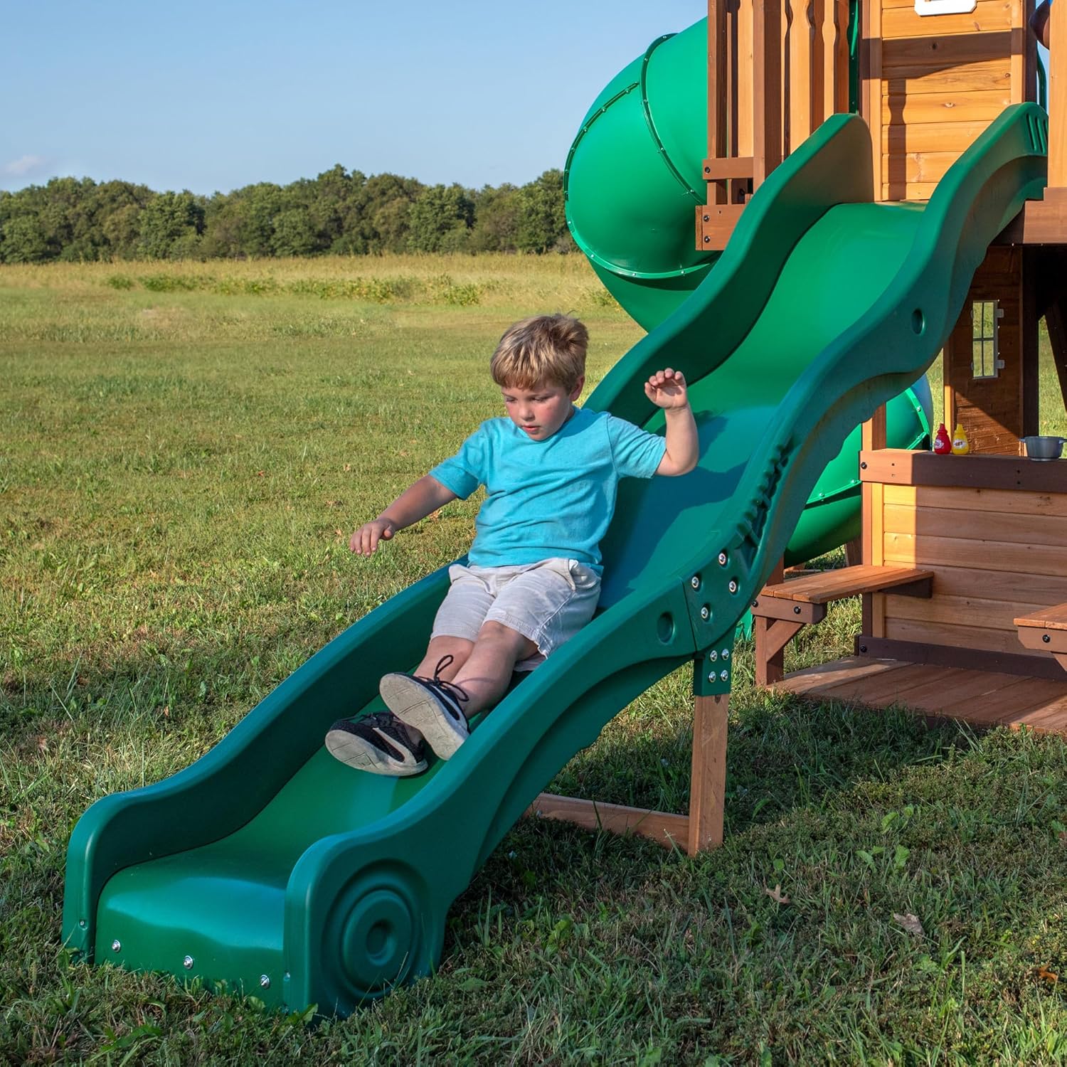 Backyard Discovery Cedar Cove Wood Swing Set With 2 Slides