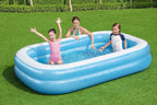 Bestway 54006 Family Rectangular Inflatable Paddling Pool Blue/White