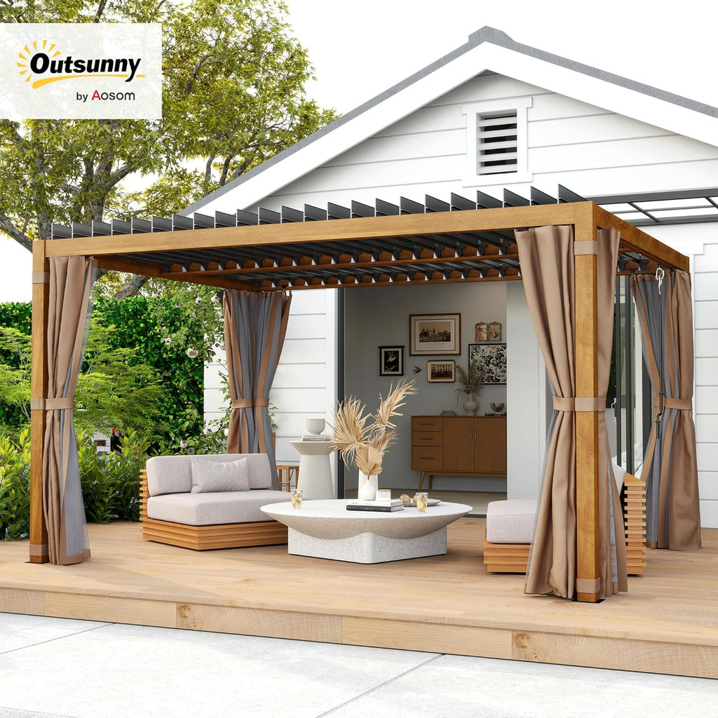 Outsunny Louvered Pergola Hardtop Gazebo with Adjustable Aluminum Roof