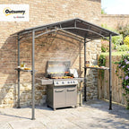 Outsunny BBQ Grill Gazebo 2.5 x 1.5m Black Metal Polycarbonate