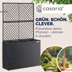 Casaria® Blumenkasten Rankgitter 3 Innentöpfe Polyrattangeflecht Rankhilfe Blumentopf Rattanoptik Pflanzkasten Schwarz