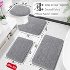 OLANLY Bathroom Rugs 30x20, Extra Soft Absorbent Chenille Bath Rugs, Rubber Backing Quick Dry, Machine Washable Bath Mats for Bathroom Floor, Tub and Shower, Home Decor Accessories, Grey