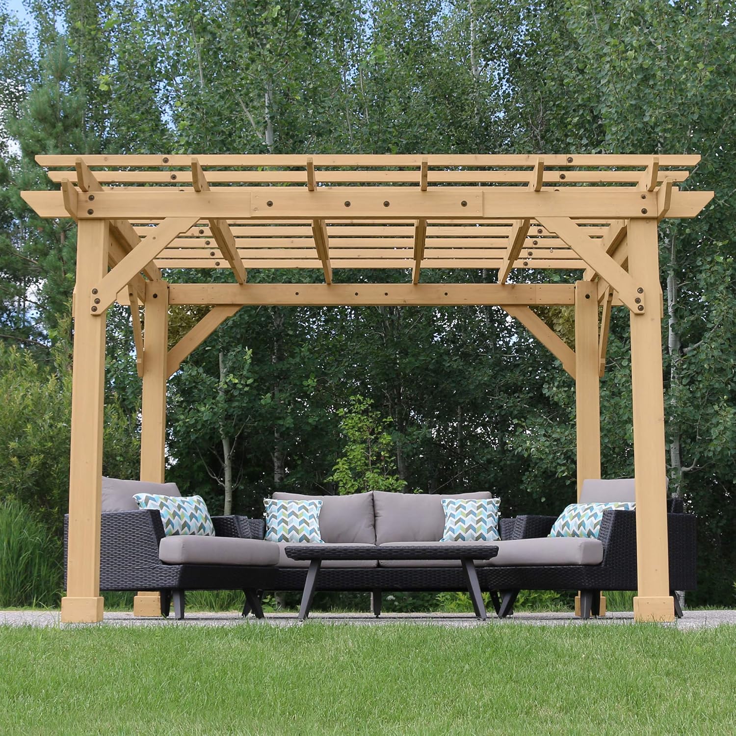 Yardistry Meridian 10 x 12 Cedar Wood Pergola for Patios