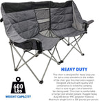 EasyGo Product Double Love Seat Oversized Camping Chair Black Grey