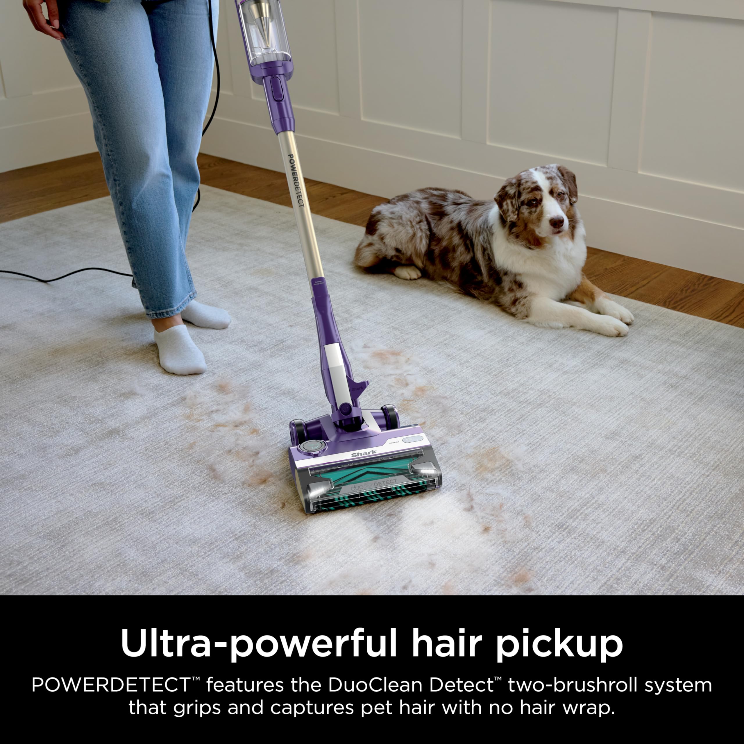 Shark POWERDETECT Ultra-Light Corded Stick Vacuum with DuoClean Technology, Self-Cleaning Brushroll for No Hair Wrap, Anti-Allergen Complete Seal, and Odor Neutralizer Technology, HZ4002