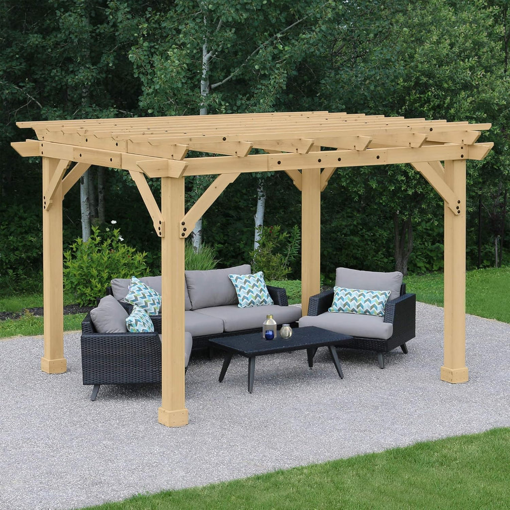 Yardistry 10 x 12 Meridian Cedar Wood Pergola Brown