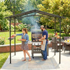 Outsunny BBQ Grill Gazebo 2.5 x 1.5m Black Metal Polycarbonate