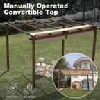 OLILAWN 10 X 12 Ft Retractable Pergola Shade Cover Khaki