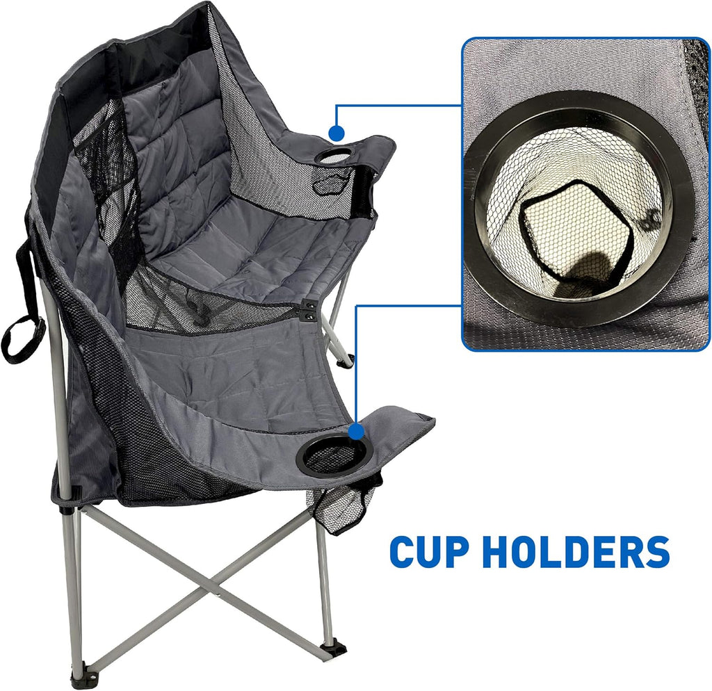 EasyGo Product Double Love Seat Oversized Camping Chair Black Grey