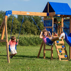 Backyard Discovery Aurora Wooden Playhouse Swing Set with Slide