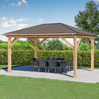 Yardistry Meridian Gazebo Rain Gutter Kit 4 Down Spouts Brown