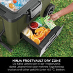 Ninja FrostVault Kühlbox mit Rollen und Isolierung, Thirti Flasche & Kühlakku, integrierter Dry Zone Schublade für Lagerung bei Kühlschranktemperatur, olivegrün, FB245AMZEUUKGN
