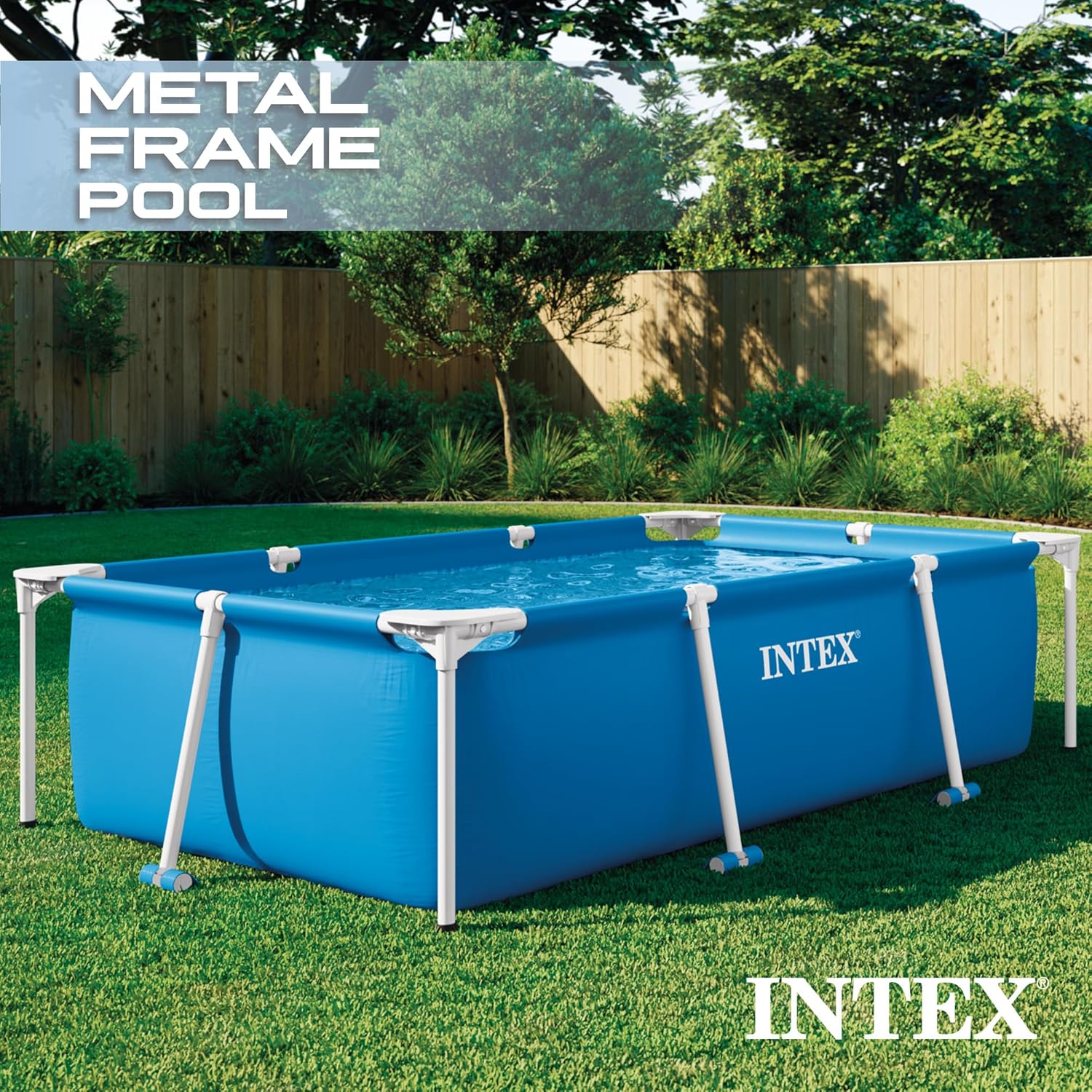 INTEX Rectangular Frame Above Ground Pool 439 Gallon Blue